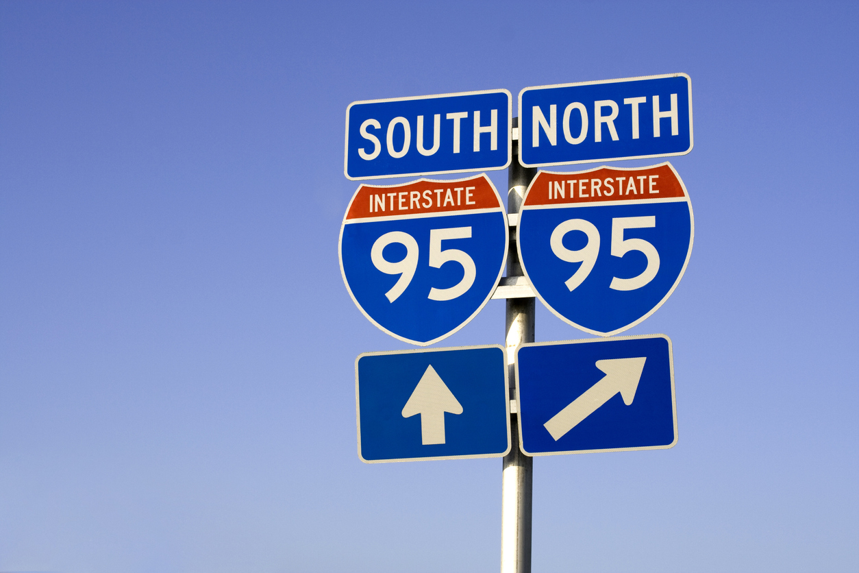 Picture of highway signs for I-95 North and South