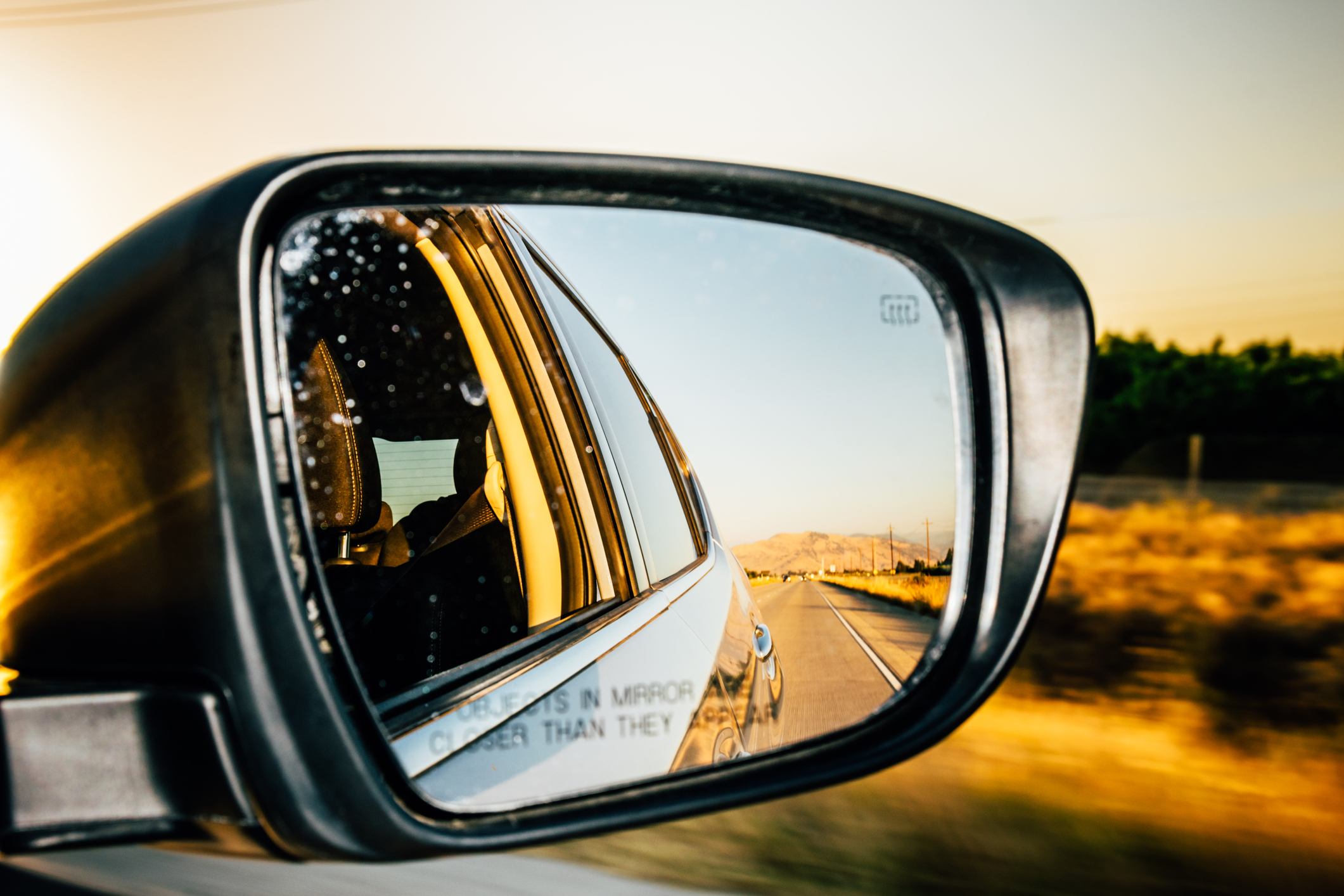 A photo of a side view mirror.